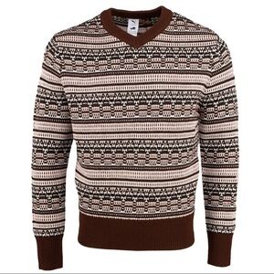 PUMA  X Bkc Knitted Graphic VNeck Long Sleeve Sweater Mens Brown  63071701 Large
